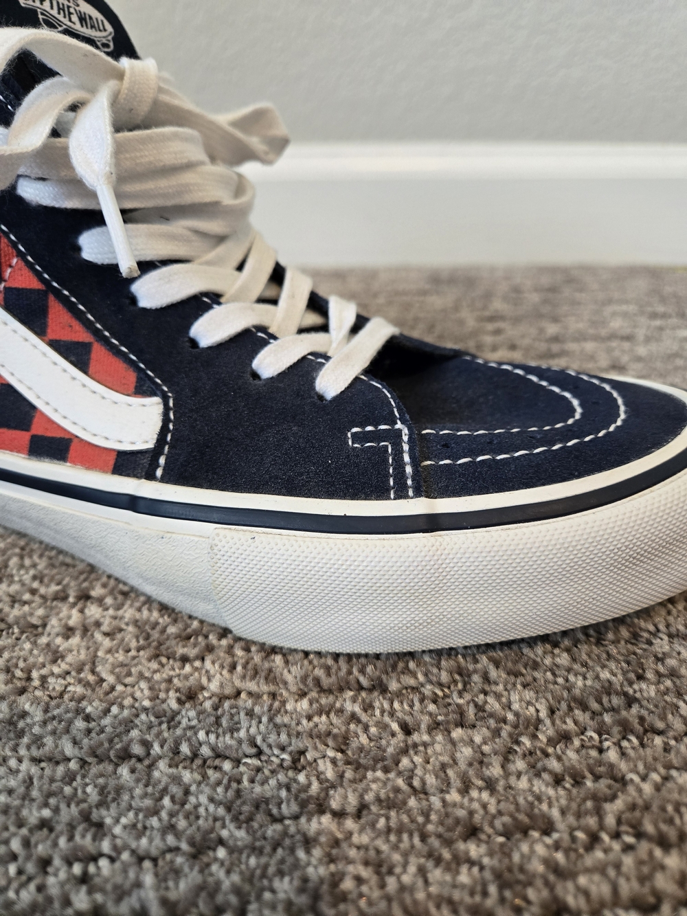 VANS Sk8-Hi Pro Blue/Red Check High Top Lace Up Suede Skate Sneakers Y2K - Picture 9 of 12